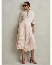 Reiss - Pleated Asymmetric Midi Skirt - Lyst