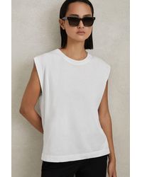 Reiss - Morgan - White Cotton Capped Sleeve T-shirt - Lyst