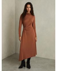 Reiss - Draped Jersey Midi Dress - Lyst
