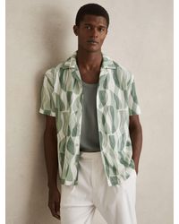 Reiss - Printed Textured Cuban-Collar Shirt - Lyst