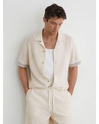 Reiss - Cotton-Blend Tape-Trim Crochet Shirt - Lyst