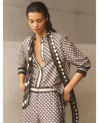 Reiss - Scarf-Print Tie-Neck Shirt - Lyst