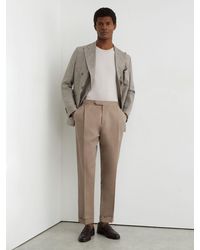 Reiss - Linen-Blend Side-Adjuster Tapered Trousers - Lyst