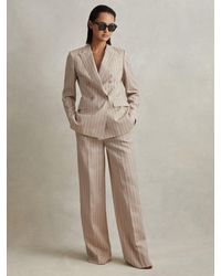 Reiss - Wool Blend Striped Wide Leg Trousers - Lyst