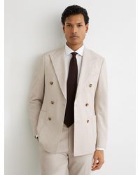 Reiss - Belmont Double-Breasted Textured Blazer With Wool - Lyst