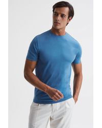Reiss - Bless - Marine Blue Cotton Crew Neck T-shirt - Lyst