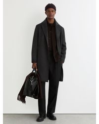Reiss - Squire - Charcoal Grey Wool-blend Single-breasted Overcoat, M - Lyst