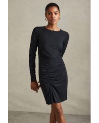 Reiss - Allie - Charcoal Ruched Jersey Mini Dress, S - Lyst