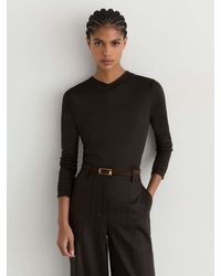 Reiss - High V-Neck Long-Sleeve Top - Lyst