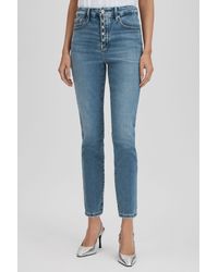 GOOD AMERICAN - Good Indigo Good Exposed Button Cropped Skinny Jeans - Lyst