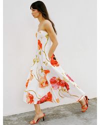 Reiss - Penelope Floral-Print Cotton Midi Dress - Lyst