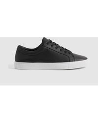Reiss - Luca - Black Grained Leather Trainers - Lyst