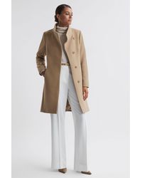 Reiss - Mia - Camel Petite Wool Blend Mid-length Coat - Lyst