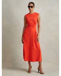 Reiss - Stacey Midi Dress Viscose Plain - Lyst