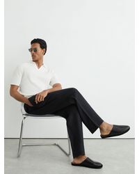 Reiss - Leather Checkerboard-Embossed Mules - Lyst
