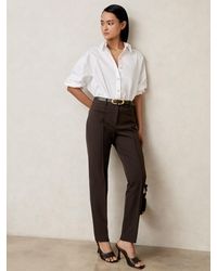 Reiss - Norla - Chocolate Brown Pintuck Tapered Trousers, Us 0 - Lyst