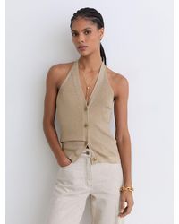 Reiss - Metallic Rib-Knit Waistcoat - Lyst