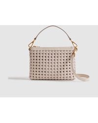 Reiss - Brompton - Off White Leather Woven Handbag, One - Lyst