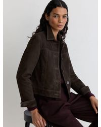 Reiss - Suede Trucker Jacket - Lyst
