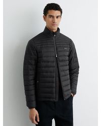 Reiss - Acer - Black Quilted Zip-through Jacket, S - Lyst