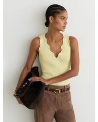 Reiss - Freya - Buttermilk Yellow Scallop-trim Rib-knit Vest, L (us 12-14) - Lyst