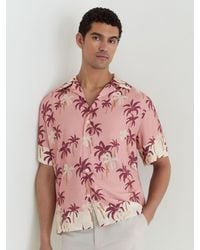 Reiss - Madrona Palm-Print Cuban-Collar Shirt - Lyst