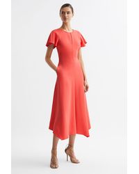 Reiss - Eleni - Coral Petite Cap Sleeve Maxi Dress, Us 6 - Lyst