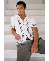 Reiss - Decoy - White Knitted Cuban Collar Shirt - Lyst