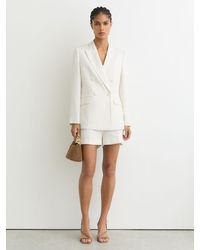 Reiss - Alyx - White Linen-blend Tailored Shorts, Us 14 - Lyst