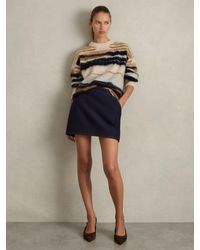 Reiss - Elise Wool-Blend Topstitched Mini Skirt - Lyst