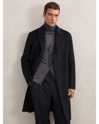 Reiss - Squire - Navy Wool-blend Single-breasted Overcoat, M - Lyst