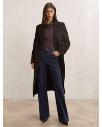Reiss - Wool-Blend Houndstooth Coat - Lyst