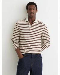 Reiss - Camel Cotton Rugby-Stripe Polo Shirt - Lyst