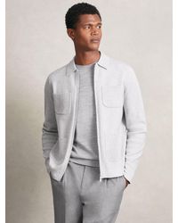 Reiss - Roberto - Soft Grey Four-pocket Zip-through Cardigan, L - Lyst