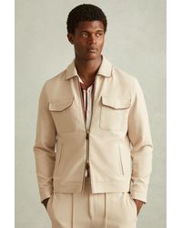 Reiss - Ecru/ Stripe Relaxed Contrast Pipe Detail Jacket - Lyst