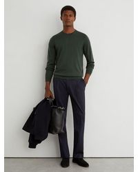 Reiss - Wessex - Dark Green Merino Wool Crew-neck Jumper, Xxl - Lyst