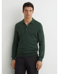 Reiss - Merino Wool Wide-Rib Polo Jumper - Lyst