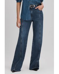 Reiss - Juniper - Mid Blue Flared Front Seam Jeans, Uk 29 R - Lyst