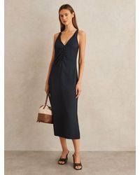 princess polly baby blue dress Hollister puff sleeve tie back mini dress in indigo denim