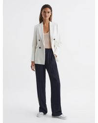 Reiss - Odell - Navy Wide Leg Pull On Trousers, 10r - Lyst