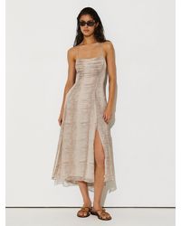 Reiss - Eloise - Neutral Snake-print Midi Beach Dress, Us 10 - Lyst