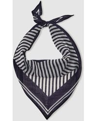 Reiss - Trinny - Navy/white Wool-silk Stripe Triangle Scarf, One - Lyst