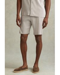 Reiss - Conor - Silver Ribbed Elasticated Waist Shorts - Lyst