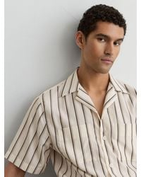 Reiss - Lyocell Stripe Relaxed Cuban-Collar Shirt - Lyst