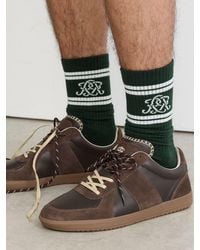 Reiss - Maurice - Green/white Monogram Cotton-blend Rib Sport Socks, M-l - Lyst