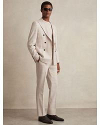 Reiss - Belmondo - Stone Oe Belmondo Check Regular-fit Suit Trousers, 32 - Lyst