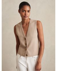 Reiss - Knitted Button Through Vest - Lyst
