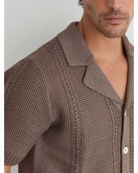 Reiss - Open-Stitch Cuban-Collar Knitted Shirt - Lyst