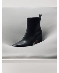 Reiss - Amy - Black Leather Blocked Heel Ankle Boots, Us 5 (uk 3) - Lyst