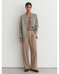 Reiss - Petite Elasticated-Waist Wide-Leg Twill Trousers - Lyst